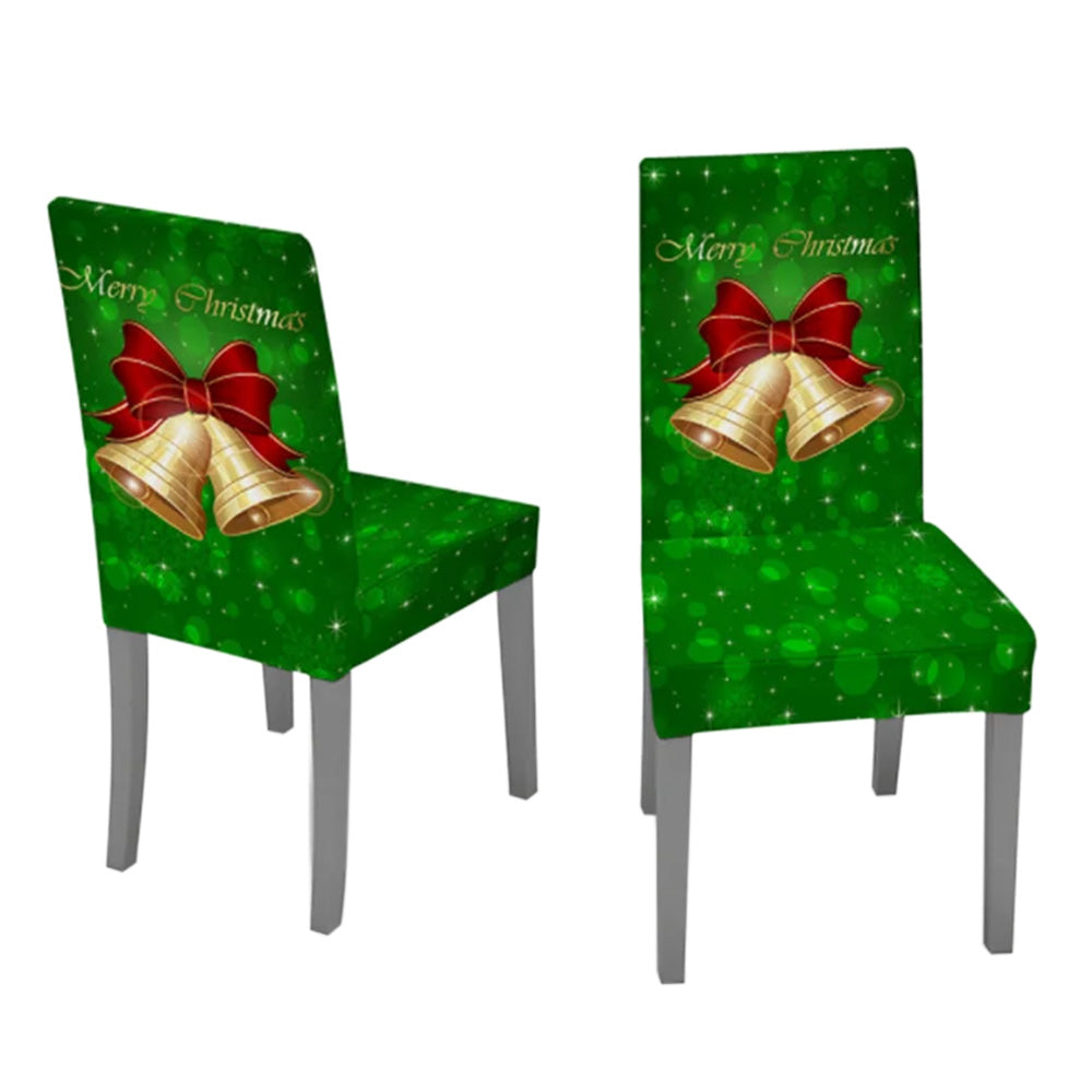 2Pcs Set Christmas Dining Chair Covers Stretch Xmas Chair Slipcovers Protector Washable Holiday Party Decor Style 3