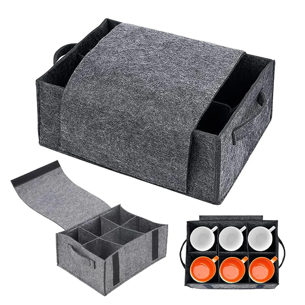 Felt Cup Holder Storage Bag Tableware Organizer for Camping Picnic