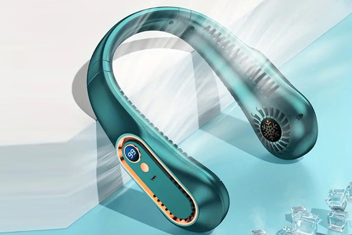 Portable 5 Speed Neck Fan Bladeless Digital Display Neck Air Cooling Fan for Home Travel