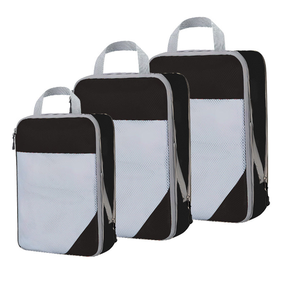 8 Set Compression Packing Cubes For Travel Essentials Expandable Luggage Storage Bags Set with Laundry Black