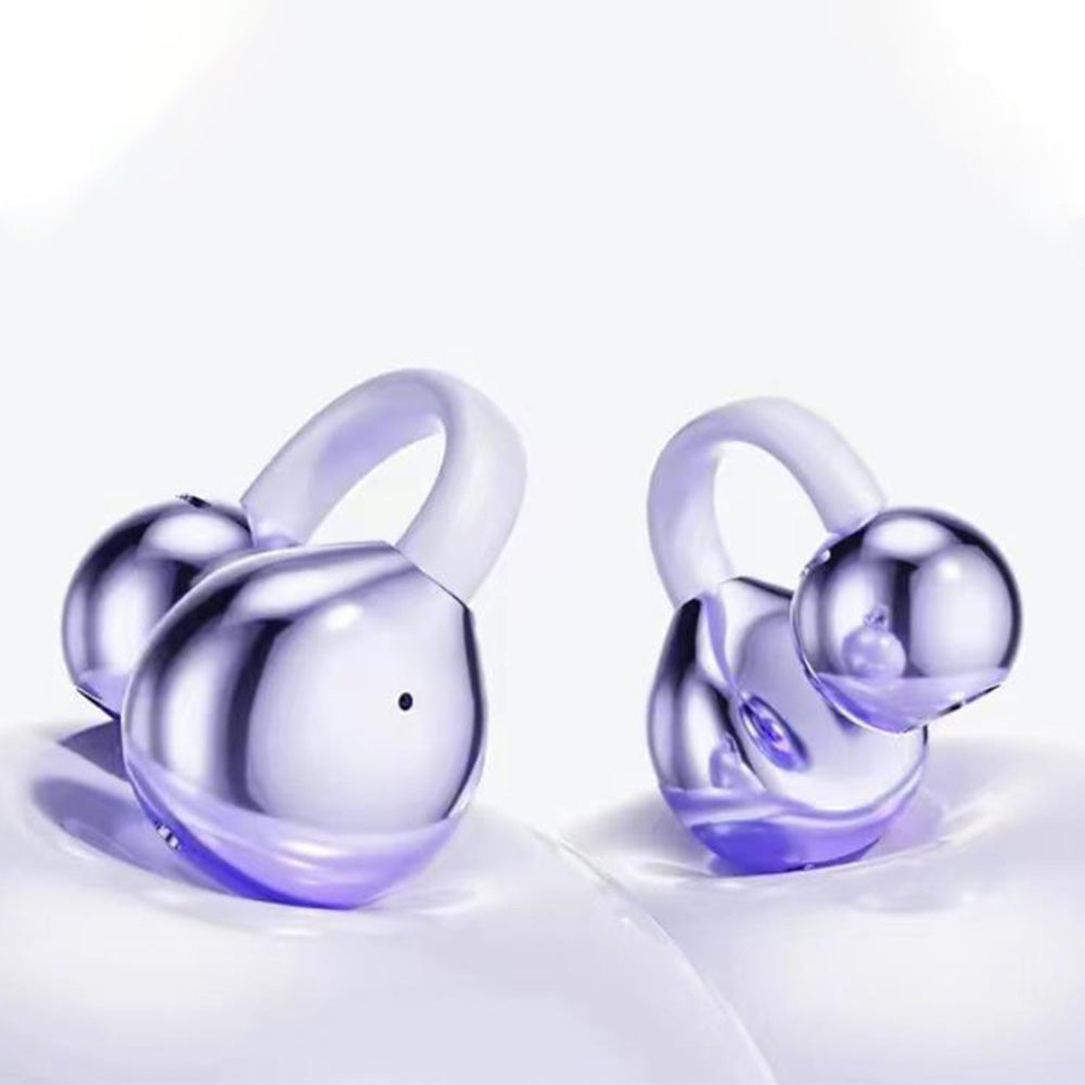 Bluetooth Clip-on Earbuds Wireless Open Ear Earbuds for Sports Workout Purple