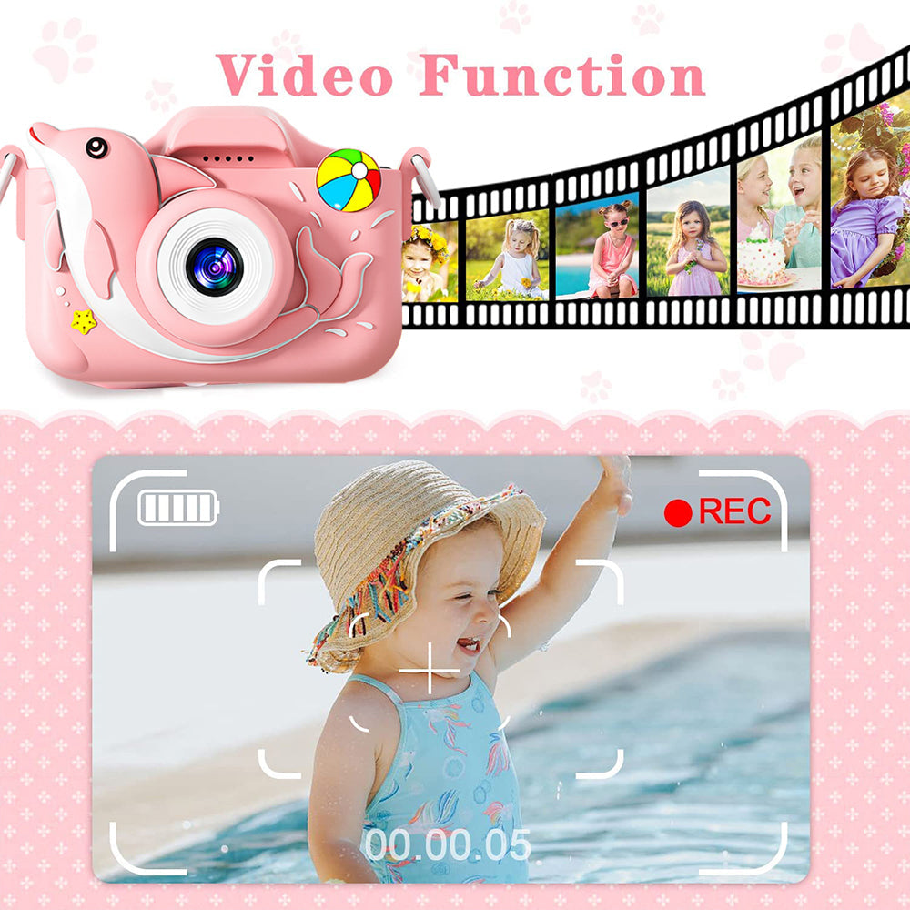 1080P HD Cute Animal Kids Digital Camera Toy Gift with 64G Memory Card Style 1