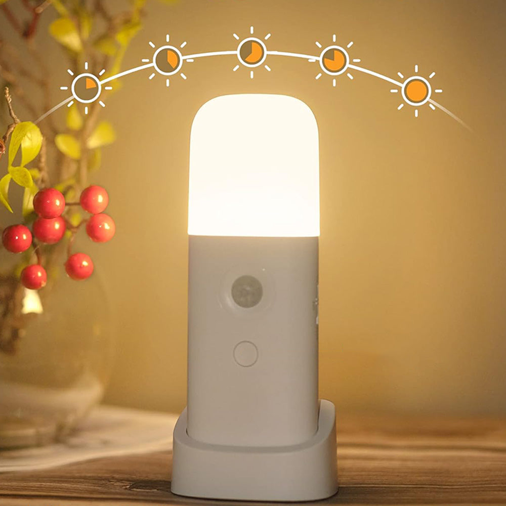 Dimmable Motion Sensor Night Light Rechargeable Nightlight with 5 Brightness Levels White
