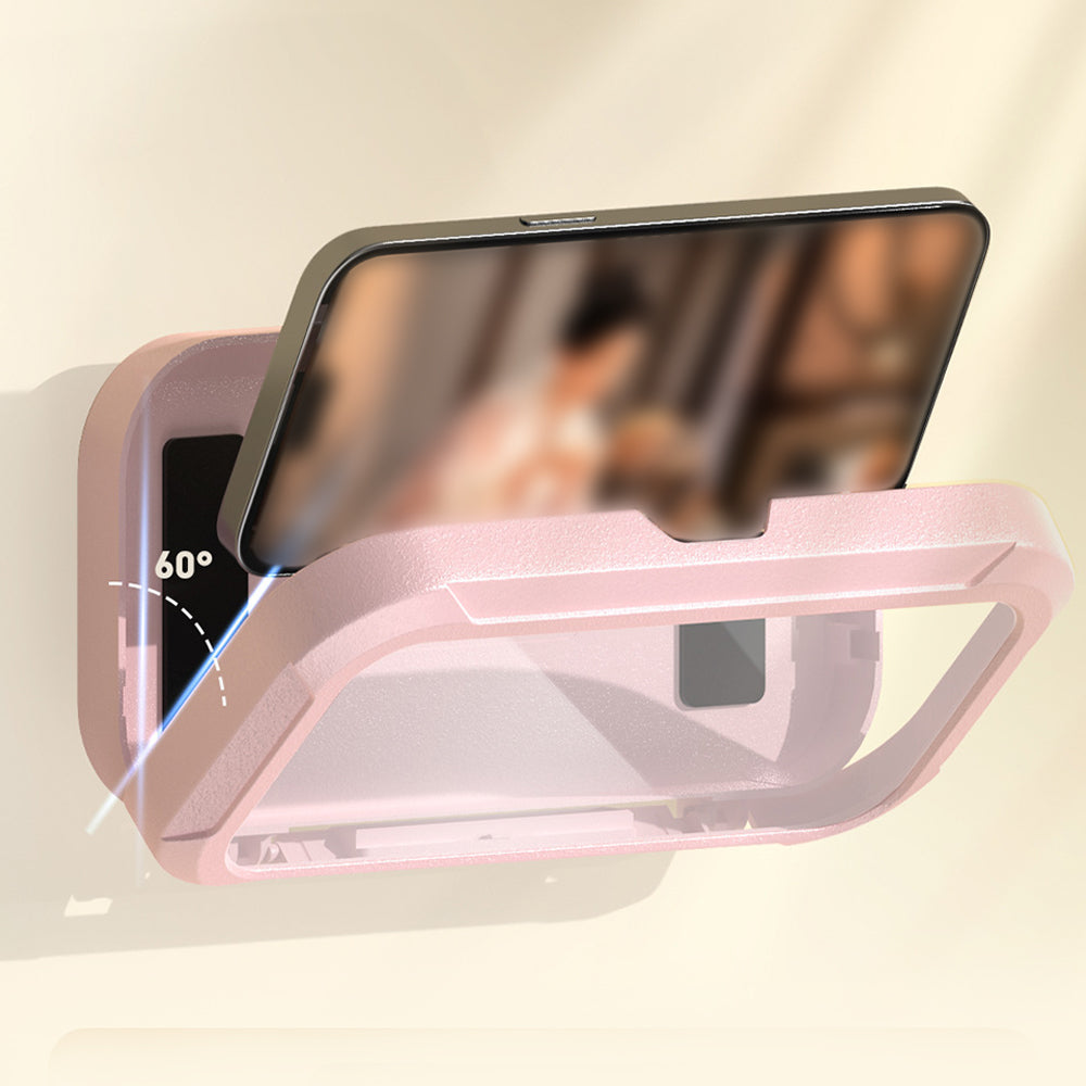 Telescopic Touchable Shower Phone Case Waterproof Shower Phone Holder Anti-Fog Phone Mount Box Pink