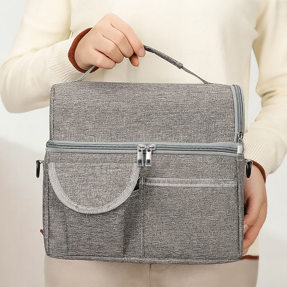 Insulated Lunch Bag Lunch Tote Lunch Box Baby Milk Carrying Bag for Work Picnic Hiking Gray