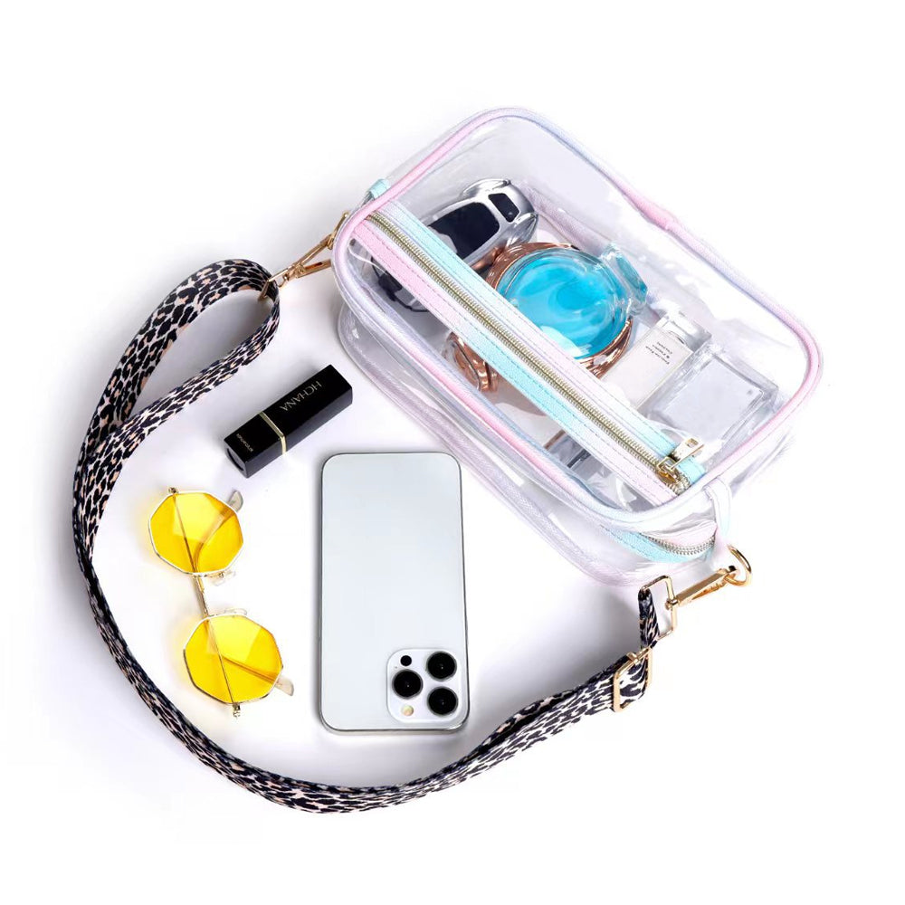 Clear Crossbody Bag Sling Purse Makeup Storage Bag Concert Messenger Bag with Removable Strap Multicolor