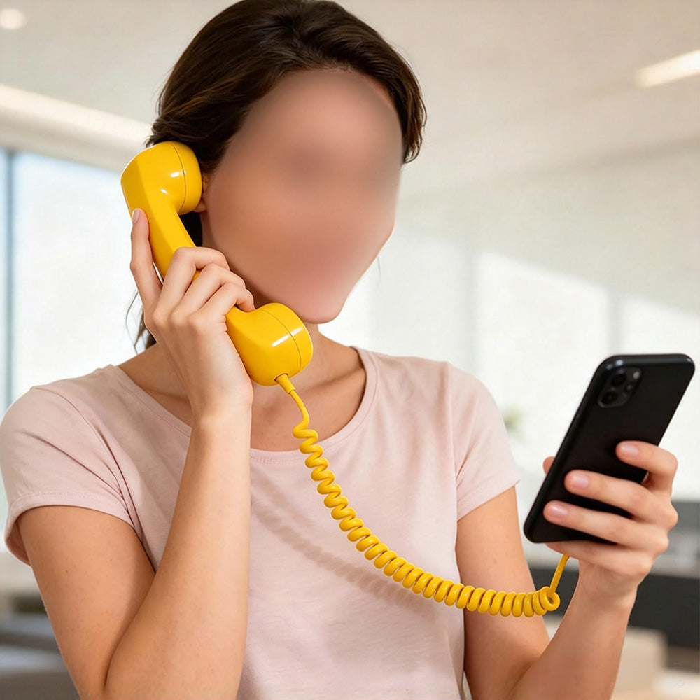 Retro Type C Wired Phone Handset with Microphone for Phones Computers - Yellow
