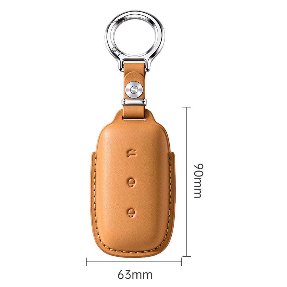 Leather Key Fob Cover Fit for Geely Galaxy E5 EX5 - Brown