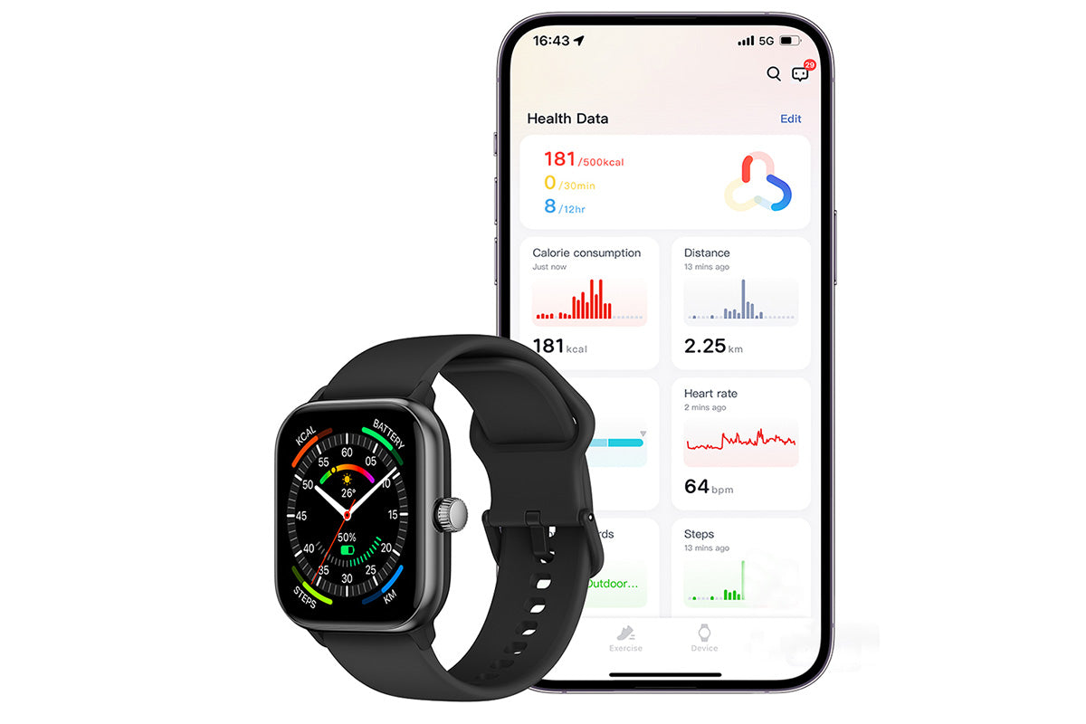 Bluetooth Calling Smartwatch with 1.85 Inch Display Fitness and Health Tracking for Men and Women -Black