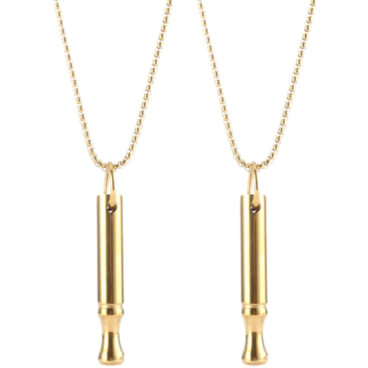 2Pcs Mindfulness Breathing Necklace Stainless Steel Breathe Pendant Meditation Tool Golden