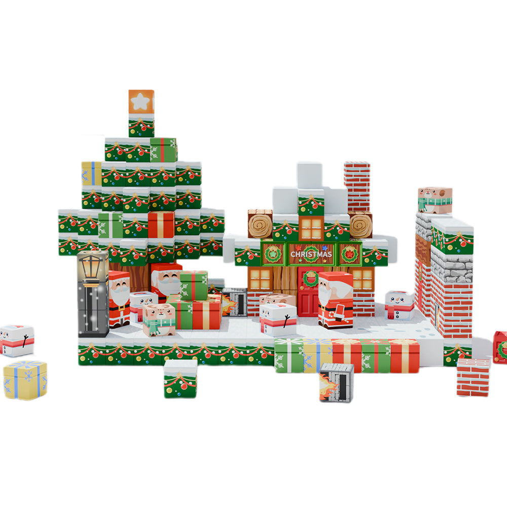 Magnetized Building Blocks for Kids Christmas Themed STEM Learning Cubes Style 3