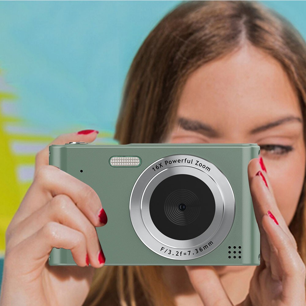 48MP HD Retro Digital Camera with 32G Memory Card 1080P Kids Student Beginner Camera Green