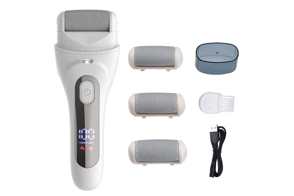 Electric Foot Callus Remover with LED Light Pedicure Tools for Dead Hard Cracked -White