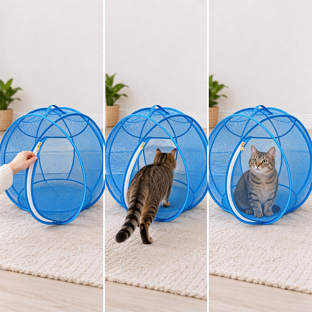 Cat Hamster Ball for Outside Rolling Cat Enclosure Pop Up Playpen - Blue