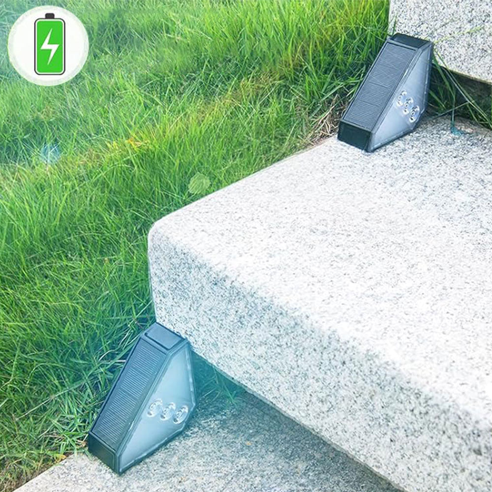 4Pcs Solar Triangle Stair Lights Outdoor Step Lights for Deck Front Porch Patio Decor Warm
