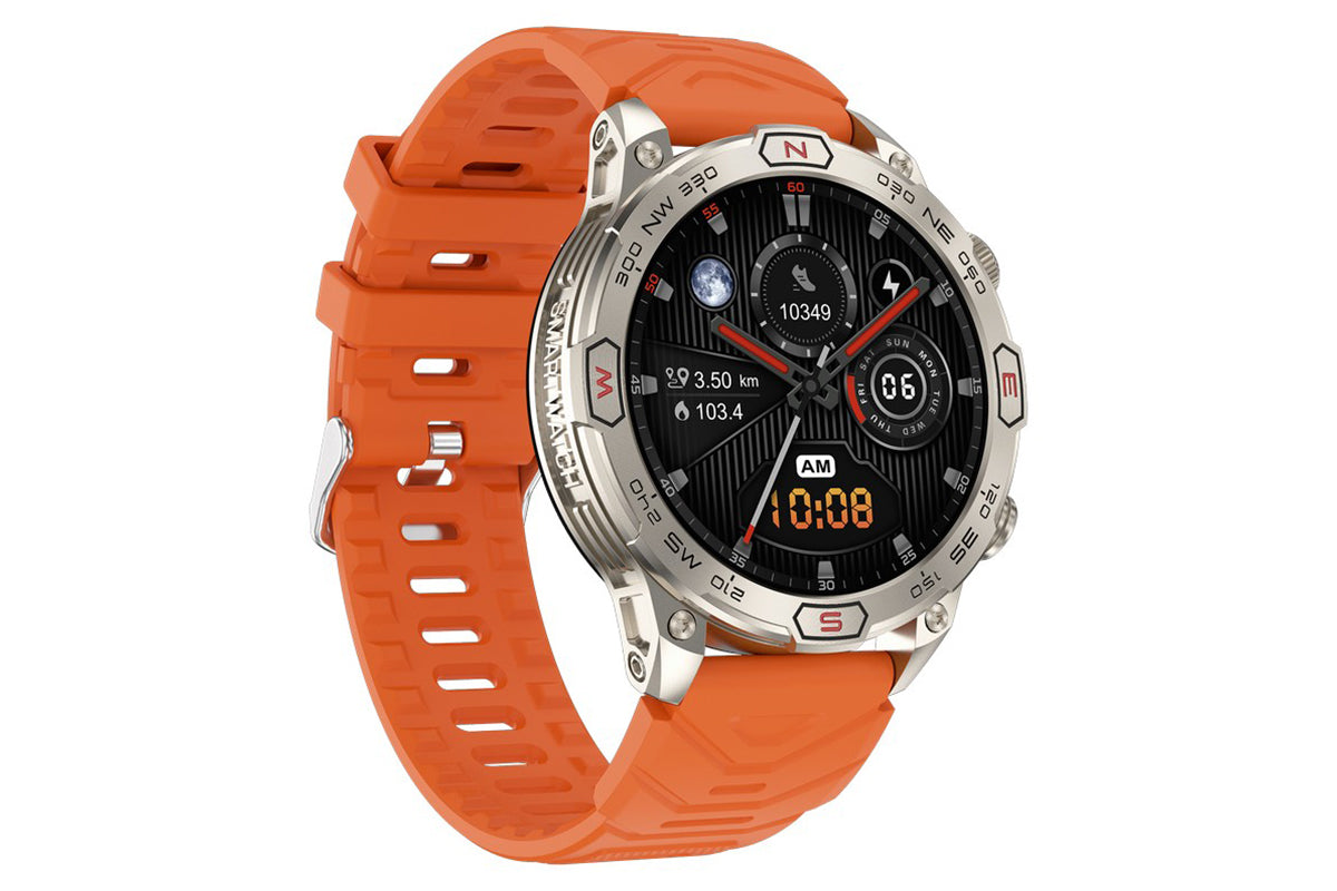 Smart Watch 1.43-Inch Fitness Watch with All Day Heart Rate Sleep Monitor Blood Oxygen Flashlight AI Voice Activity Tracker-Orange