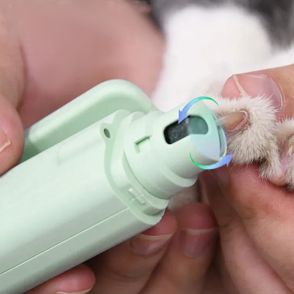 2-in-1 Pet Nail Grinder with LED Lights USB Rechargeable Dog Nail Clippers Cats Claw Trimmer Green