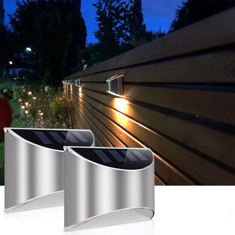 4Pcs Solar Wall Lamp Stainless Steel  Landscape Decorative Lights Warm