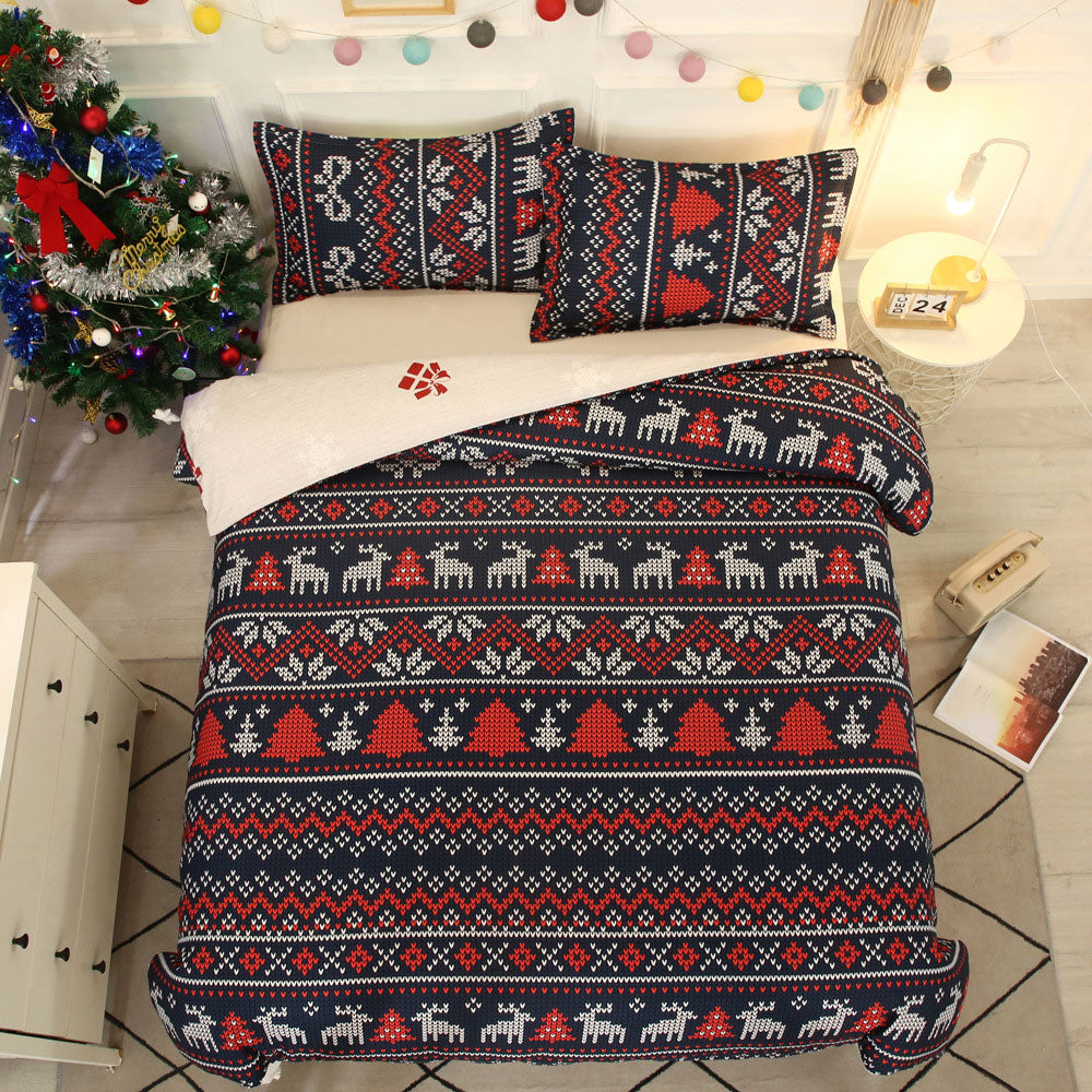 Christmas Pattern Bedding Set Xmas Style Duvet Cover Pillowcase  Home Decor Style 3