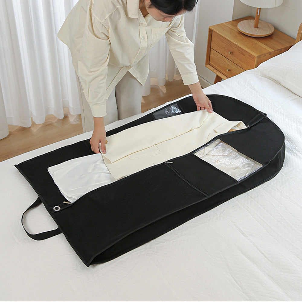 Travel Hanging Garment Bag with Zipper Pocket Dustproof Foldable Suit Bag for Suits Dresses Coats