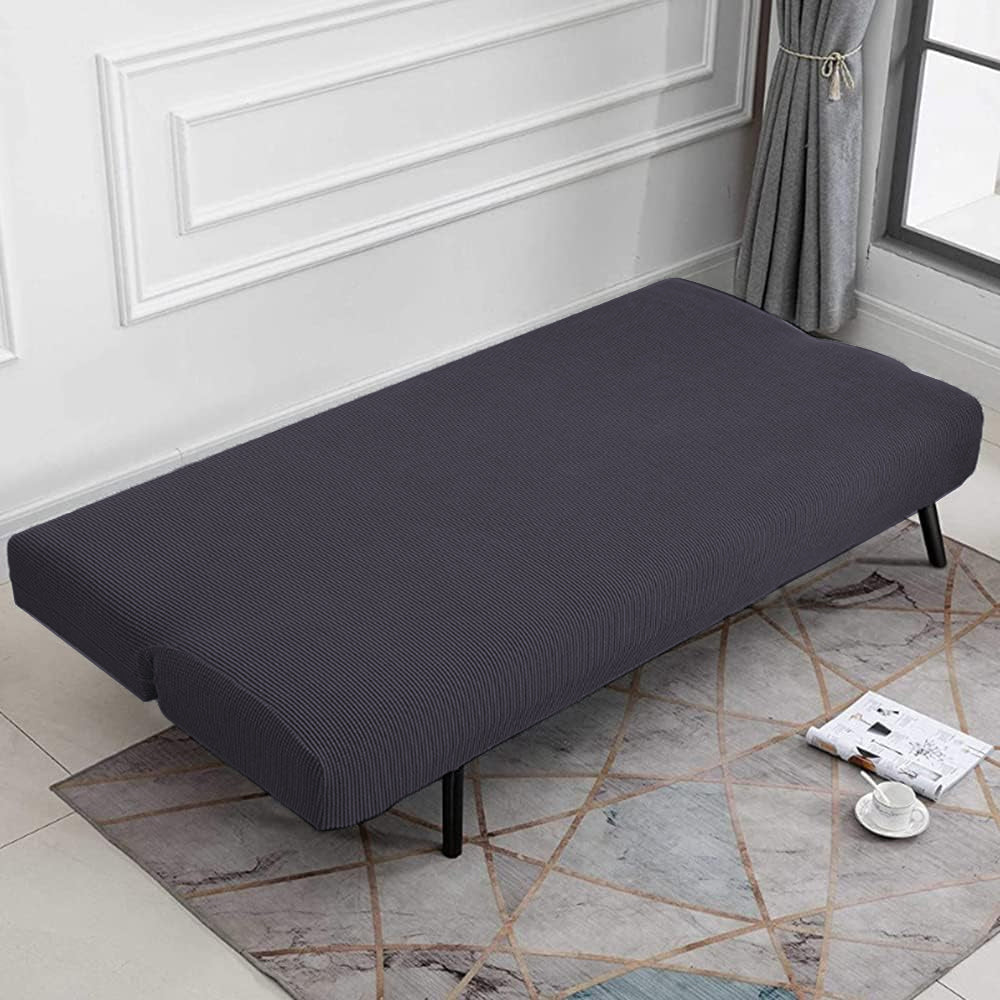 Stretch Armless Cover Sofa Bed Slipcover Protector Elastic Futon Protector Grey