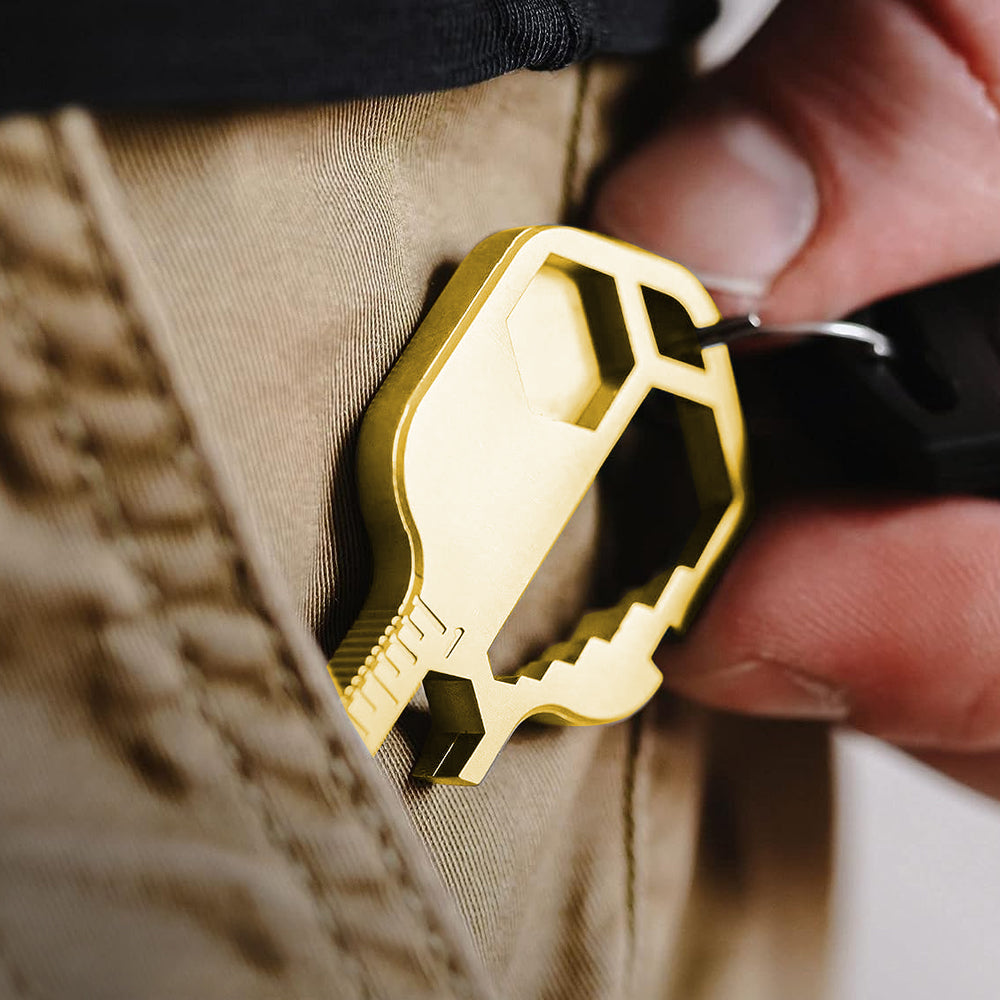 4-in-1 Multifunction Key Shaped Multitool  Pocket Multi-Tool Gold