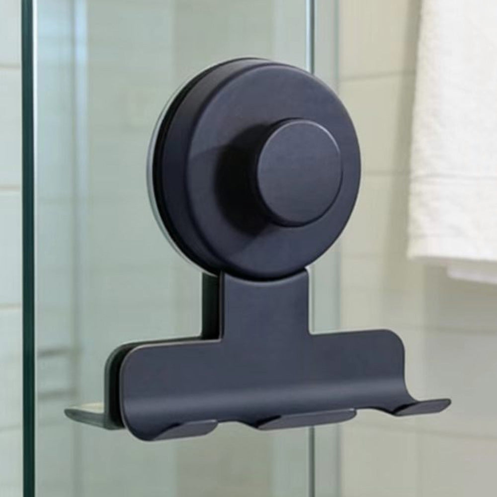 Stainless Steel Suction Cup Razor Holder Wall Mounted Bathroom Shaver Hook-Black