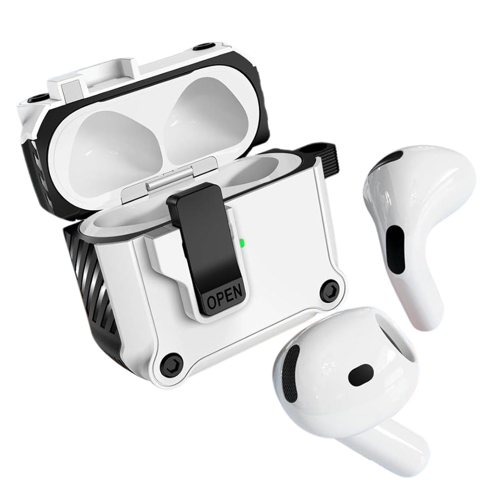 Compatible with AirPods 4th Gen Protective Case Cover with 2 Cleaning Pens White