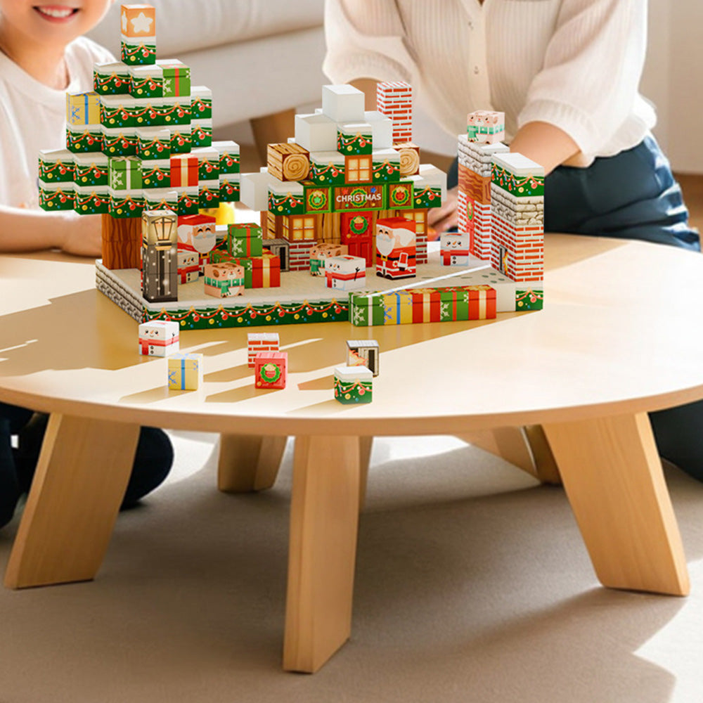 Magnetized Building Blocks for Kids Christmas Themed STEM Learning Cubes Style 3