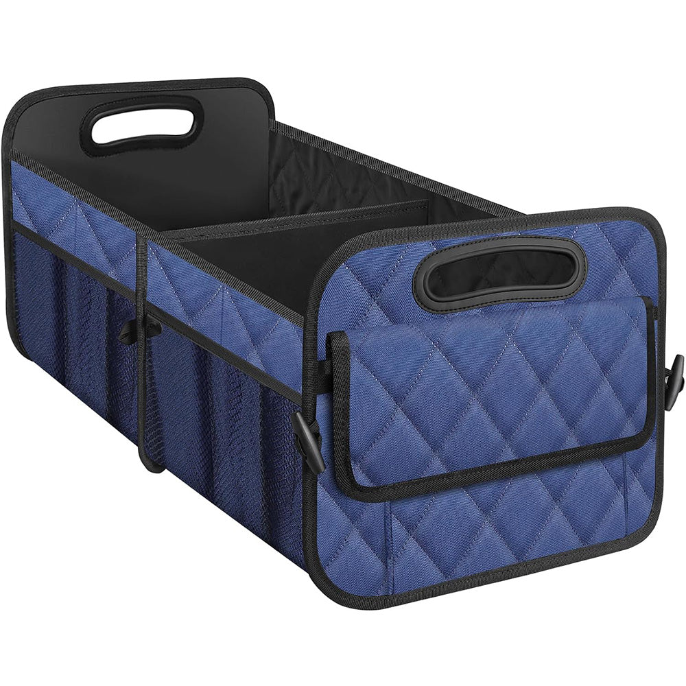 55L Foldable Car Trunk Organzier 6-Pocket Storage Box for Home Car Office Blue