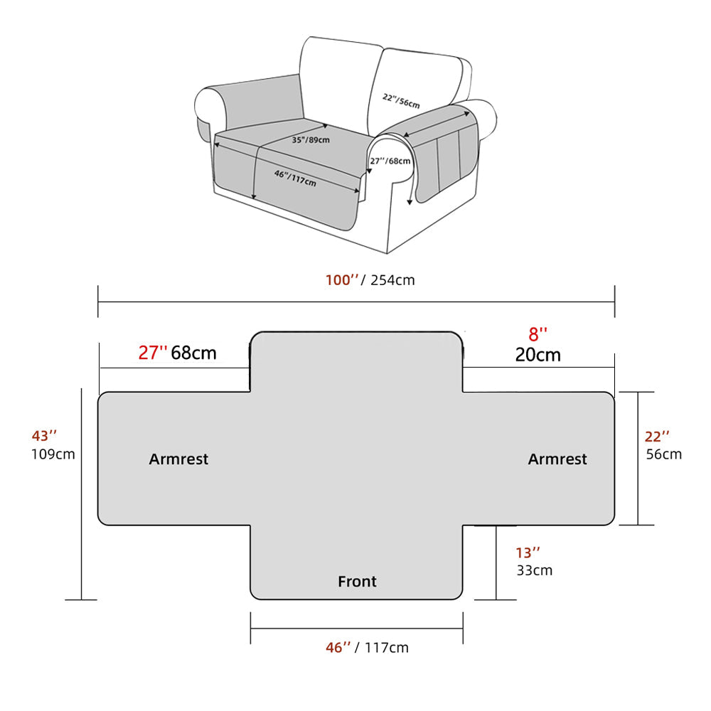 Water Resistant Split Recliner Couch Cover Non-Slip Sofa Chair Slipcovers Brown