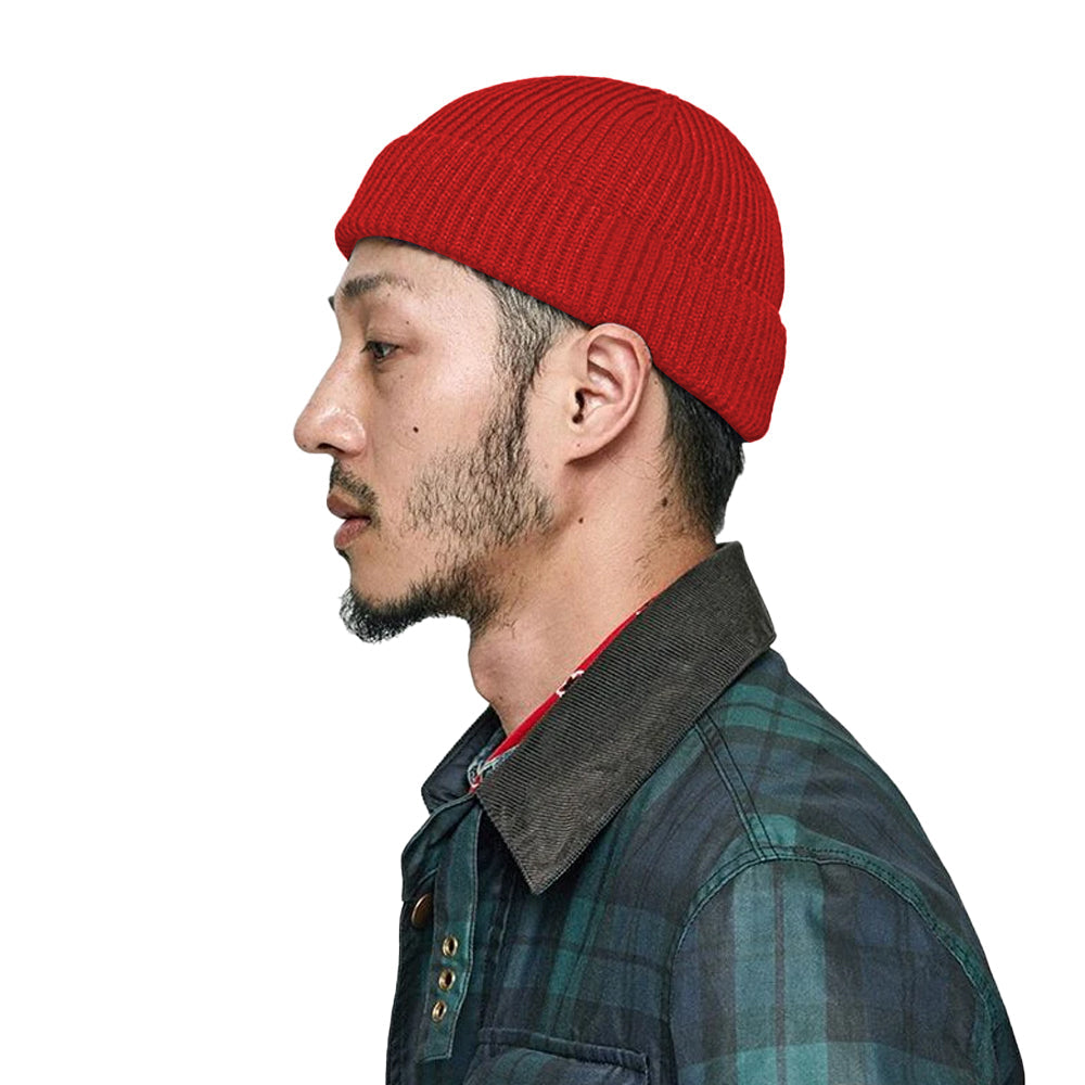 Unisex Mini Fisherman Beanie Winter Spring Hat Knitted Cap Red