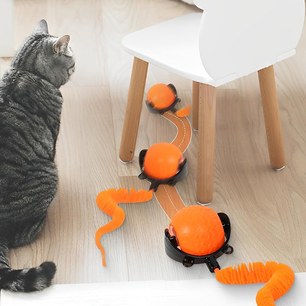 Automatic Cat Rolling Ball Interactive Pet Toy with Multiple Motion Modes for Pet Cats Dogs Orange