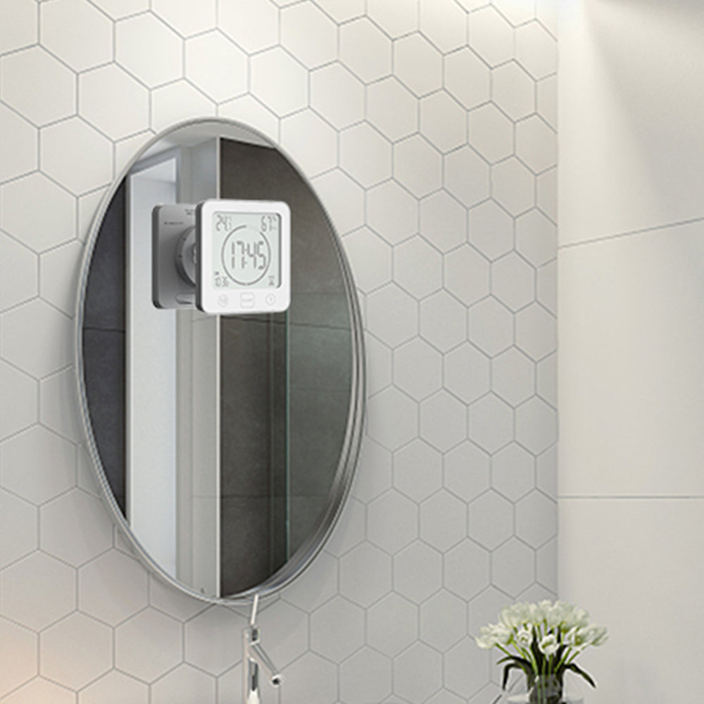 Digital Shower Clock with Timer Water-Resistant Touch Screen Clock White