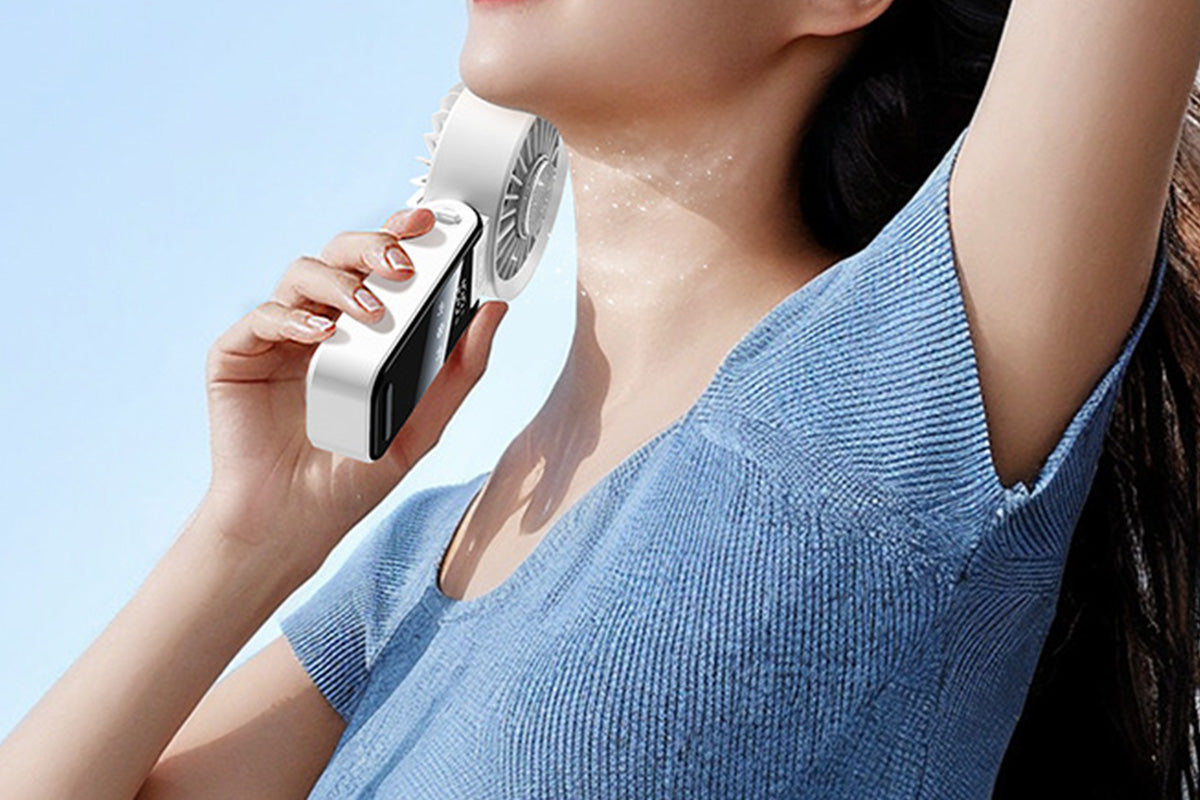 Handheld Foldable High Speed Fan for Travel Outdoor Home Office-White