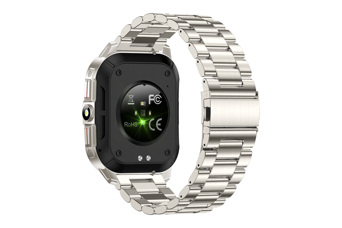 2.01inch Smartwatches with 100 Sports Modes Bluetooth Call Music Control for iPhone -Silver metal strap