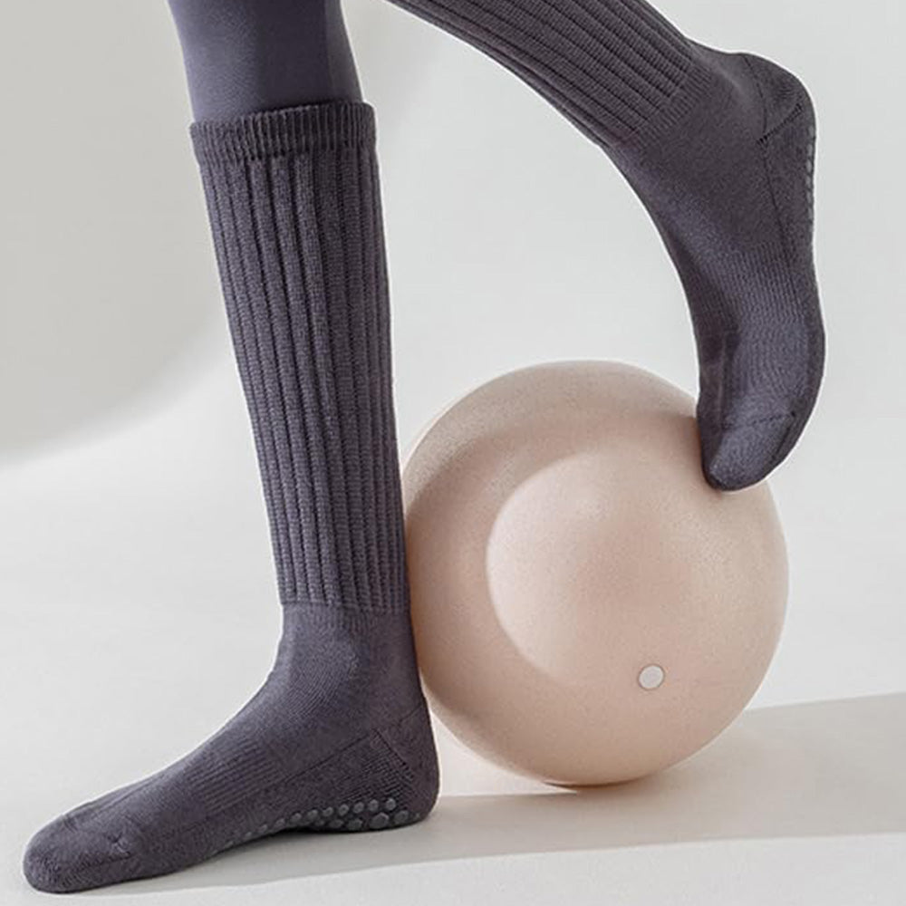 3 Pairs of Non-Slip Grips Yoga Socks Anti-Skid Knee-High Socks for Pilates Barre Dance Style 3