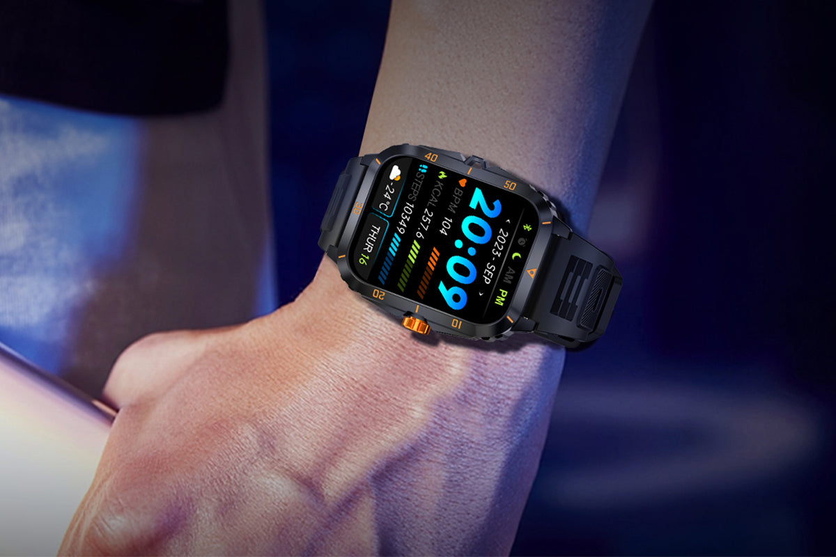 Waterproof Smartwatch for Men Android iOS Phones Smart Watch Fitness Tracker 1.96 Inch Blood Pressure Heart Rate Sport Pedometer Sleep Digital Step Activity Monitor-Black Gold