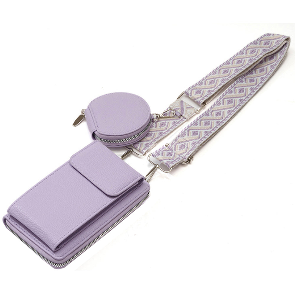 PU Leather Cell Phone Purse Women Small Crossbody Bags Cellphone Wallet Purple