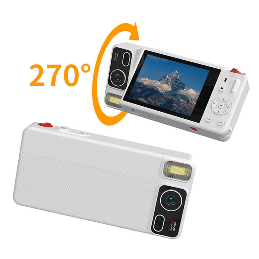 Digital Camera with 270 Degree Rotating Lens for Selfie Vlog -White