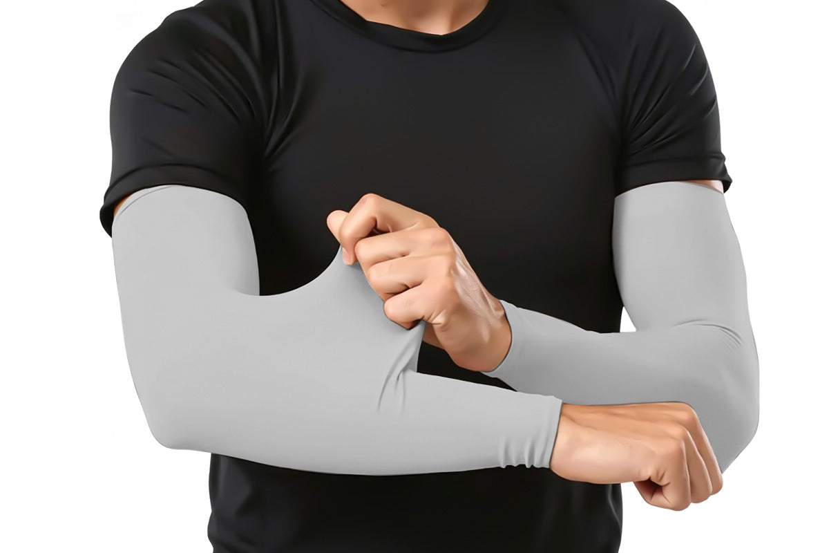 3 Pair 40cm Straight Nylon Spandex Cooling Arm Sleeves - Grey