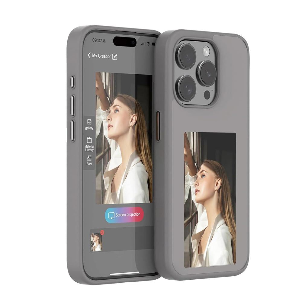 NFC E-Ink Phone Case Smart DIY Photo Rear Projection Screen Phone Case Grey