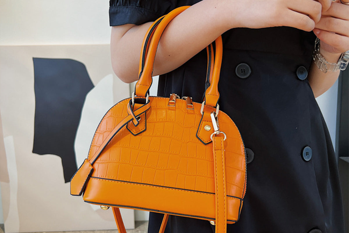 2Pcs Crossbody Bags For Women Vegan PU Leather Purses Handbag-Orange And Rose