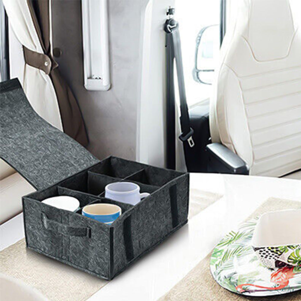 Felt Cup Holder Storage Bag Tableware Organizer for Camping Picnic