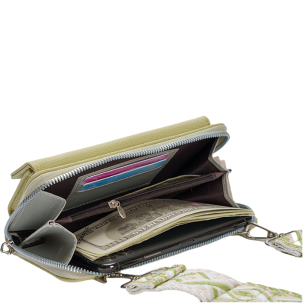 2Pcs Set PU Leather Trendy Bags Woman Travel Cross Body Bag with Coin Pouch Green