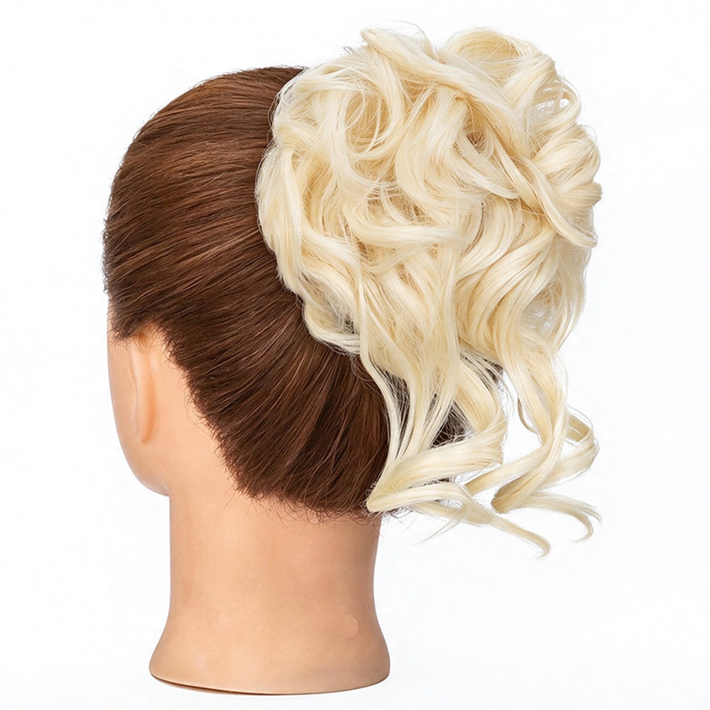 Wavy Bun Hairpiece Clip In Hair Extension Claw Clip Messy Fluffy Hair Piece - Gold
