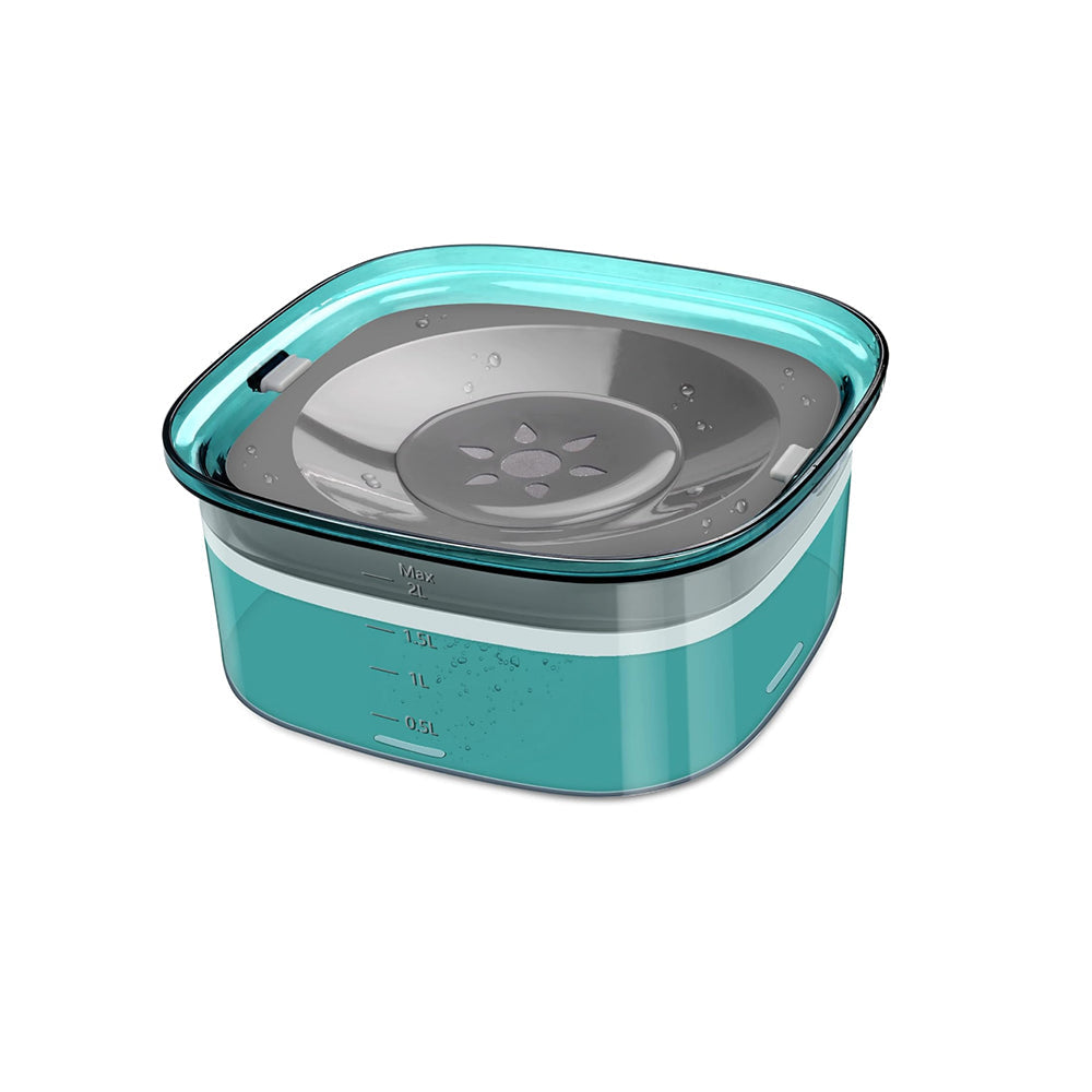 2L Dog Water Bowl Anti Splash Dog Bowl Water Dispenser Slow Drinking Water Bowl Green