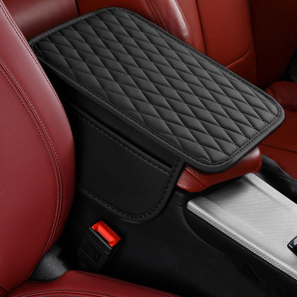PU Leather Car Center Console Cover with 2 Storage Pocket Car Arm Rest Cover Car Interior Accessories Black