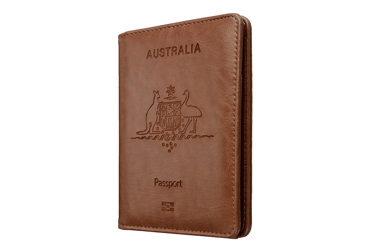 RFID Blocking Passport Wallet Water Resistant Travel Document Organizer -Dark Brown