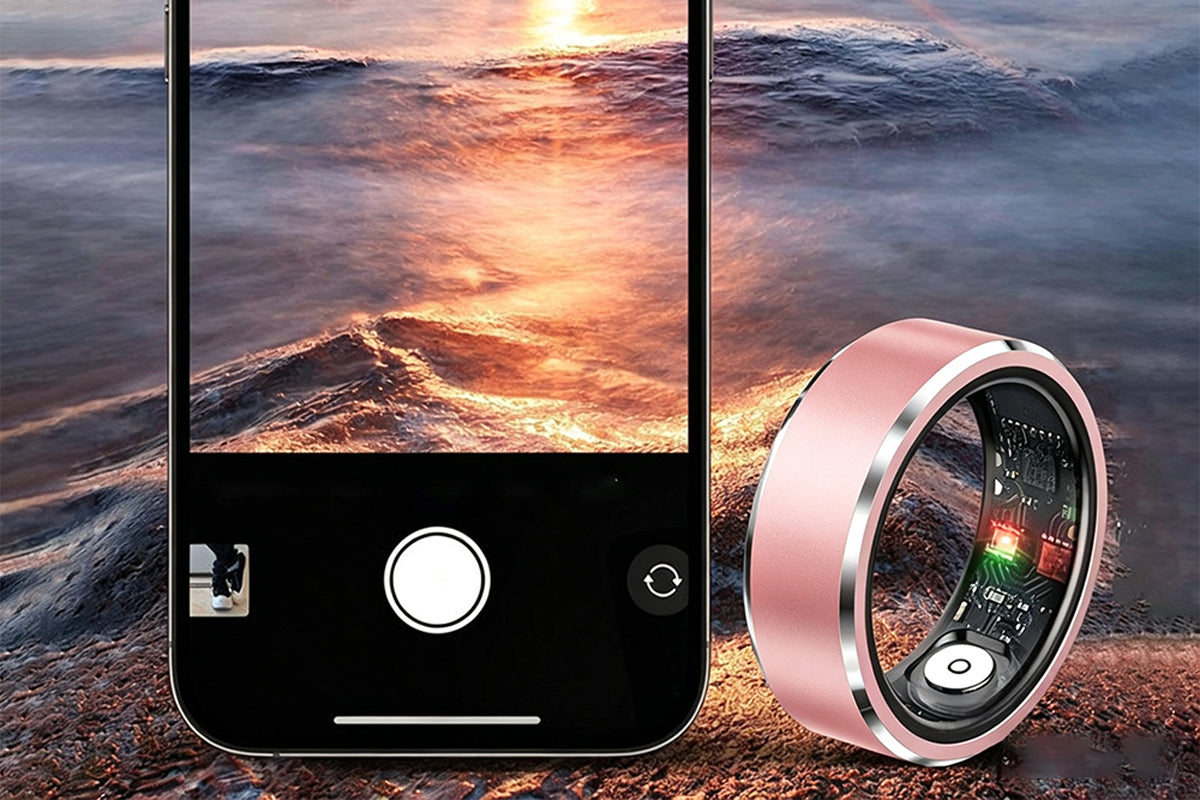 Gesture Control Smart Ring Health Tracker - Pink